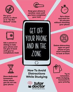 an info poster with the words get off your phone and in the zone