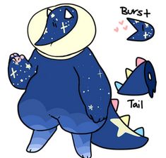 a drawing of a blue dinosaur with stars on it's back