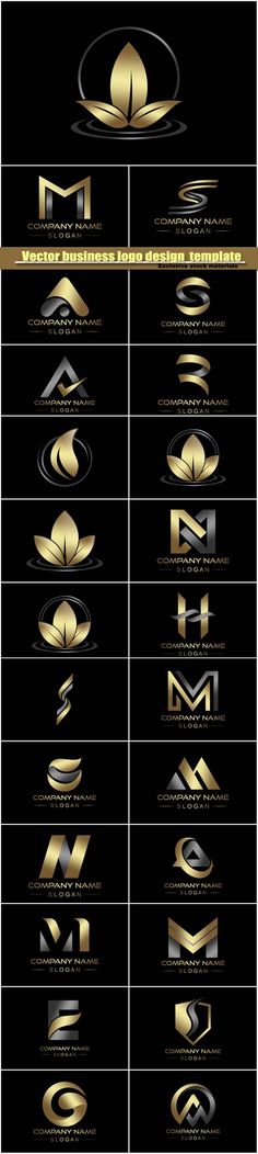 the golden and black logo design is shown in this graphic art work, which includes several different