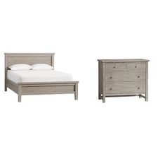 two pieces of furniture including a bed, dresser and night stand