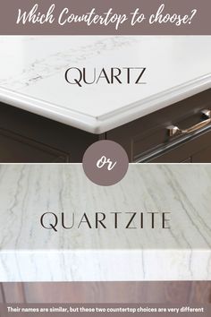 comparing quartz and quartzite countertops Lowes Kitchen Countertops Quartz, Different Quartz Countertops, Marble Island Quartz Perimeter, Quartz Alternative Kitchen Counters, Pictures Of Quartz Countertops, Engineered Quartz Countertops Kitchen, Quartz Countertop Finishes, Man Made Quartz Countertops, Quartzite Vs Quartz