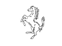 a black and white drawing of a horse on the back of it's hind legs