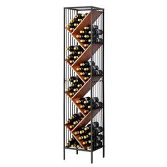 a wine rack with many bottles in it