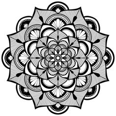 an abstract black and white flower design