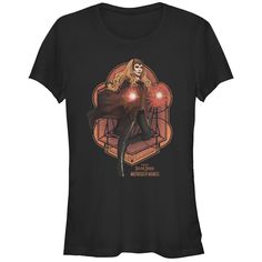 Join in the fight to save the world in this officially licensed design from Marvel's Doctor Strange in the Multiverse of Madness! This fun juniors' tee features a graphic of Wanda Maximoff using magic across the front. Don't leave your heroes waiting in the wings and get this tee today! Multiverse Of Madness Scarlet Witch, Magic Character, Waiting In The Wings, Doctor Strange Marvel, Marvel Merchandise, Multiverse Of Madness, Character Graphic, Wanda Maximoff, Don't Leave