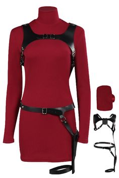 PRICES MAY VARY. RE4 Remake Cosplay Ada Dress Outfit Material: Knitted fabric + PU Leather. Comfortable to wear. Package includes: Dress + Gun holster Great gift for RE fans. Suit for: cosplay, Halloween, role-play, party, etc. Please refer to our size chart before your purchase Ada Wong Cosplay, Re4 Remake, Costume Carnaval, Tight Fitted Dresses, Resident Evil 4, Ada Wong, Party Suits, Game Costumes, Halloween Carnival