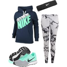 Nike! Polyvore featuring NIKE & McQ Clothes Nike, Nike Outfit, Working Out Outfits, Free Runs, Gym Outfits