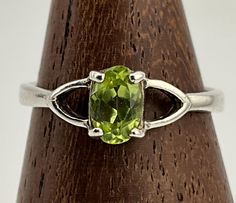 Vintage Peridot Sterling Silver Solitaire Ring, UK Size P1/2, US Size 7 3/4, EU Size 56, Stamped 925, Front Max Length 5.8mm, Weight 1.45 Grams, Lovely Condition Silver Faceted Peridot Jewelry, Silver Peridot Rings With Polished Finish, Green Peridot Multi-stone Jewelry, Solitaire Ring, Rings Statement, Wedding Shop, Gift Registry, Statement Rings, Jewelry Rings