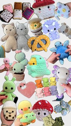 Crochet ideas not my photos Crochet Room Decor Ideas, Crochet Plushie Ideas, Crochet Room Decor, Crochet Birthday, Small Crochet Gifts, Food Plushies, Octopus Crochet, Cute Things To Make