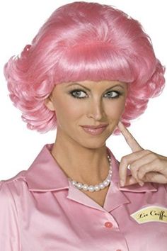 30 Best Grease Costumes - DIY Grease Costumes for Halloween Grease Fancy Dress, Grease Film, Cosmo And Wanda Costume, Movie Fancy Dress, Pink Ladies Grease, Grease Party, Pink Short Hair, Fancy Dress Wigs