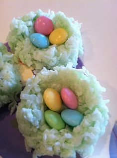 rice krispy treats with candy eggs in them