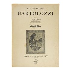 an old book with the title bartolozzii written in black and white on it