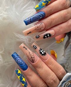 Coraline Nails, Halloween Acrylic, Anime Nails, Acrylic Nails Coffin Short