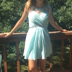 Mint Green Short Dress. With An Open Back So So Pretty. One Of My Favorite Dresses. Mint Green Short Dress, Green Short Dress, Mint Green Shorts, Short Green Dress, Homecoming Dress, Favorite Dress, Short Dress, So Pretty, Homecoming Dresses