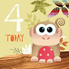 a happy birthday card with a cute monkey