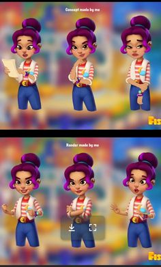 an animated character is shown with different expressions