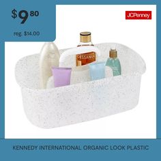 an image of a bath caddy with bottles and soaps in it for $ 99