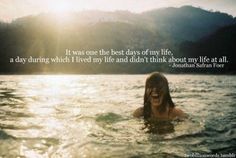 a woman swimming in the water with a quote above her saying it was one the best days of my life