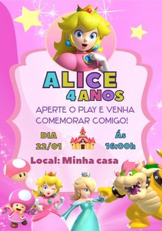 an advertisement for the nintendo wii game, featuring princess peach and her friends in pink