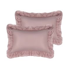 two pink pillows with ruffled edges