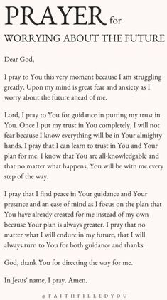 prayer for anxiety about the future