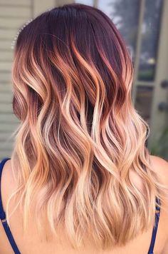 Burgundy Balayage Blonde, Blonde And Red Balayage On Brown Hair, Fall Hair Colors For Light Brown Hair, Burgundy Bayalage Hair, Hair Color Ideas For Long Hair, Burgundy Hair With Blonde, Light Summer Hair Color Ideas, Burgundy Hair With Blonde Highlights