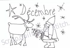 a drawing of two animals with the words december written on them and stars in the background