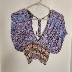 Free People Crop Top Size Xs New Without Tags Crop Top Blouse, Free People Tops, Free People, Blue And Purple, Top Blouse, Crop Tops, Womens Tops, Purple, Blue