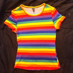 Small Rainbow Short Sleeve Top Rainbow Top, Yellow Purple, Short Sleeve Top, Color Purple, Short Sleeves Tops, Sleeve Top, Size 4, Womens Tops, Tops & Tees