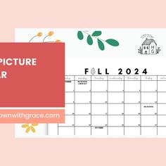 a calendar with the text, free printable photo calendar for fall and winter 2020