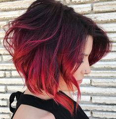 Passionate Red Balayage Bob for Brunettes Modern Bob Hairstyles, Red Balayage Hair, Medium Bob Haircut, Balayage Bob, Red Balayage, Medium Bob Hairstyles, Ombre Hair Color, Red Hair Color