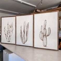 Bring your wall to life with this cactus wooden artwork set! This artwork is truly stunning! We handcrafted each piece with premium-grade birch wood and stain them with your choice of our custom stain blends. Each design is hand sketched and laser engraved with precision to highlight every detail. You will receive all three pieces shown. All art pieces are framed with white pine and stained with your choice of our custom blend stains.  DIMENSIONS & MORE INFO Each piece measures 30x20 inches Easy Cactus Wall Decor, Large Cactus, Boho Cactus, Wooden Artwork, Cactus Wall, Fence Art, Cactus Wall Art, Wall Art Boho, White Pine