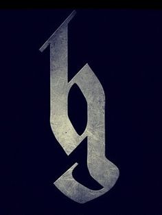 the letter g is made up of letters and numbers in silver on a black background