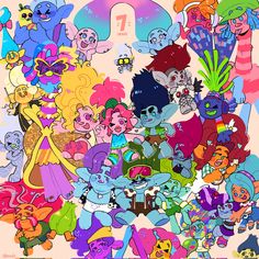 an image of many cartoon characters in the same color and size as well as numbers