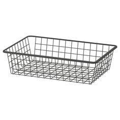 a black wire basket on a white background