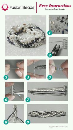 the instructions for how to make beaded bracelets with pearls and beads on them