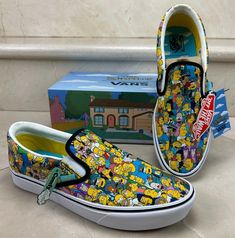 This listing is for a pair of sold out VANS X The Simpsons Springfield Vans! Shoe Style - (The Simpsons) - Springfield - Comfycush Slip-On These shoes are SOLD OUT and should have a place in every Simpsons / Vans collector's home! • Brand New with Tags! • 100% Authentic and Real! • Men's Size 11.0 (Please pay careful attention to shoe size) The shoes in the pictures for this listing are the shoes you will receive! - Please take a good look at them and bid with confidence.  Please Note: These shoes are brand new with tags, but the box it comes with is a bit dirty on the corner as shown close up in the last picture for this listing.  If you have any questions or need any additional pictures please don't hesitate to send a message and I will get back to you as soon as possible.  Thank you, an Vans Shoe, On The Corner, The Simpsons, Shoe Style, Vans Shoes, Get Back, The Box, Converse, Take That