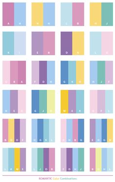 the color scheme for different shades of pink, blue and yellow is shown in this image