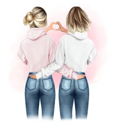 Image for BFF. Can be used for wallpaper by splitting in two Skin Colour Clothes, Beautiful Sister Quotes, Best Friend Sketches, Friends Portrait, Best Friend Images, Friends Sketch, Best Friend Drawings, Friendship Tattoos, Skin Colour