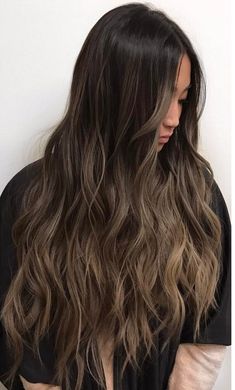 Drastic Hair Change Ideas Brunettes, Long Dark Hair Balayage, Ombre Hair Color For Brown Hair, Balayage For Dark Brown Hair Long, Black To Light Brown Balayage, Baby Lights Dark Hair, Long Brown Balayage, Dark Brunette Balayage Hair Caramel, Full Head Foils On Dark Hair