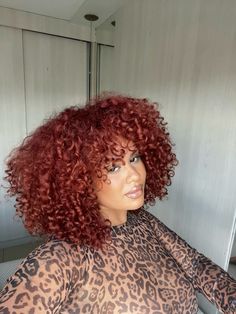 3b Red Curly Hair, Copper Hair On Black Women Curly, Short Auburn Curly Hair, Auburn Curly Hair Black Women, Curly Ginger Hair Aesthetic, Curly Red Bob, Short Curly Ginger Hair, Red Curly Hair Black Women, Curly Hair Red