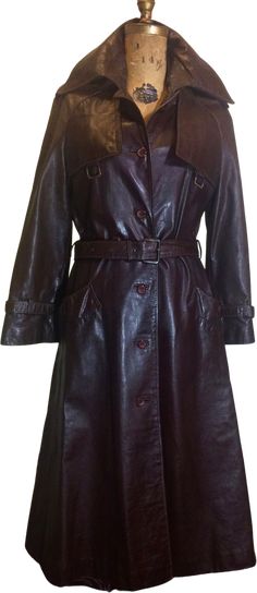 1970s 70s Leather Trench Spy Girl Duster Highly Detailed Extra Hardware, Made in Israel MLeather Spy Trench Made in IsraelVery high end coat from the 70sCheck out all the extra detail, and hardwareexcellent condition, almost deadstock 38" around the bust32" around the waist22" sleeve46" long This coat is in excellent condition. Long Leather Coat Outfit, Leather Coat Outfit, Leather Duster, Spy Girl, Khaki Trench Coat, Khaki Trench, Outfits 70s, Long Leather Coat, Wool Trench Coat