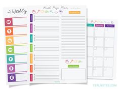 two planner pages with stickers on them and the text, weekly meal prep plan