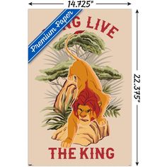 the lion king sticker is shown in front of a white background with red lettering