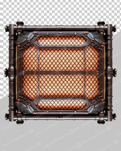 an old fashioned heater is shown on a transparent background, with the light shining through it