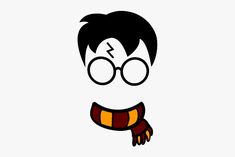 a harry potter face with glasses and a scarf