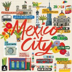 the mexican city map is shown with many different things to see and do in it