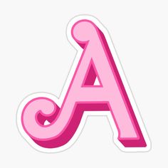 the letter sticker is pink and has swirly letters on it's sides