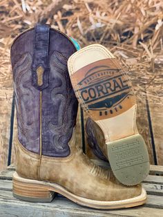 This Corral Women's Western Boot features a beautiful sand colored vamp that pairs perfectly with the purple leather! Embroidery detail Cushioned leather insole Leather outsole Single stitch welt Square toe 1.5" heel 12" Shaft 13" Calf Circumference ﻿Measurements for this boot were taken from a size 6M. Please note that measurements may vary by size. Cowgirl Boots Square Toed, Embroidery Square, Purple Embroidery, Square Toe Western Boots, Leather Embroidery, Western Store, Western Boots Women, Cowgirl Western, Black Cross