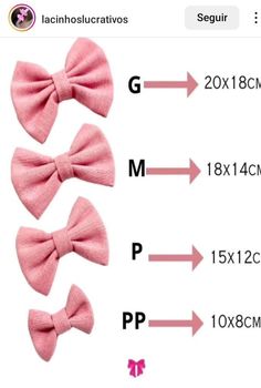 three pink bows are shown on the left side of an image, and one is labeled with